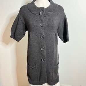 Vince Charcoal Gray Wool Short Sleeve Sweater Dress Size Medium